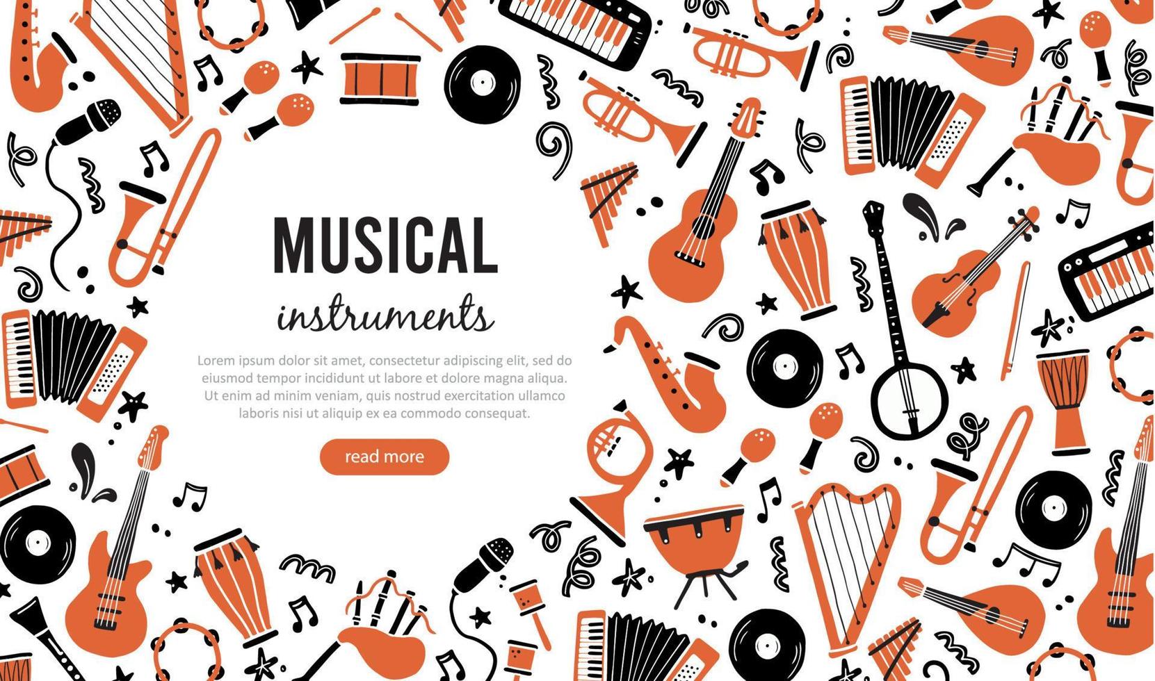 banners sjabloon met muziekinstrument vector