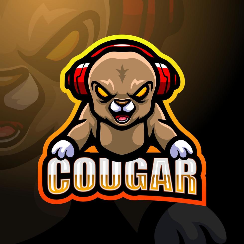 cougar mascotte esport logo ontwerp vector