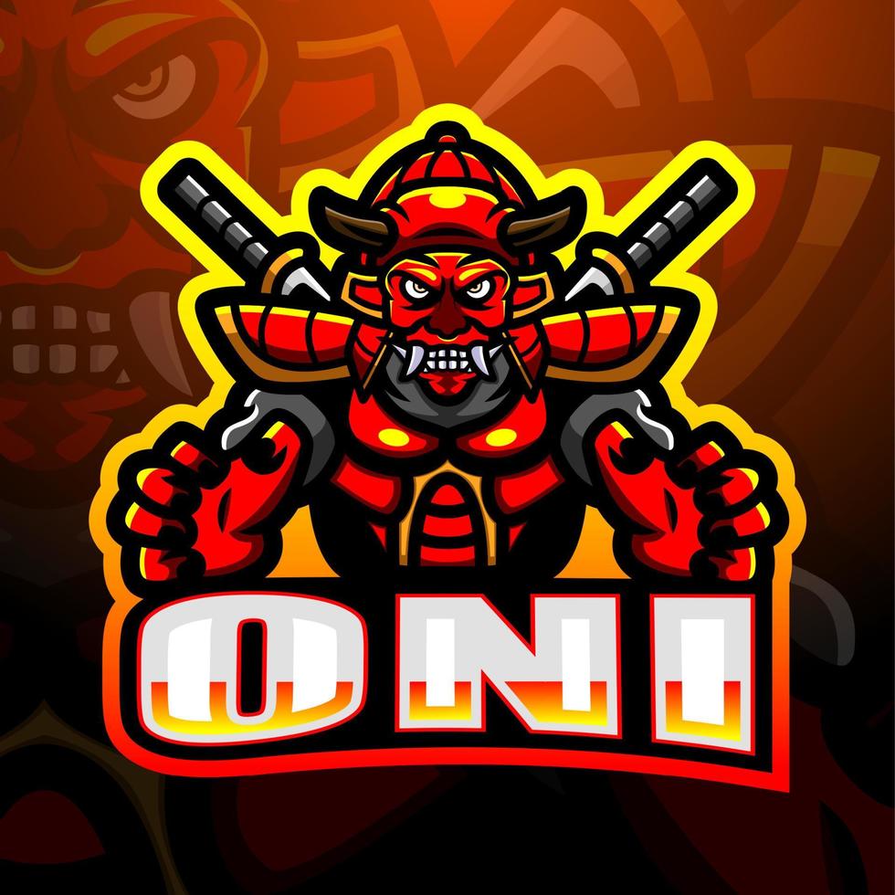 oni mascotte esport logo ontwerp vector