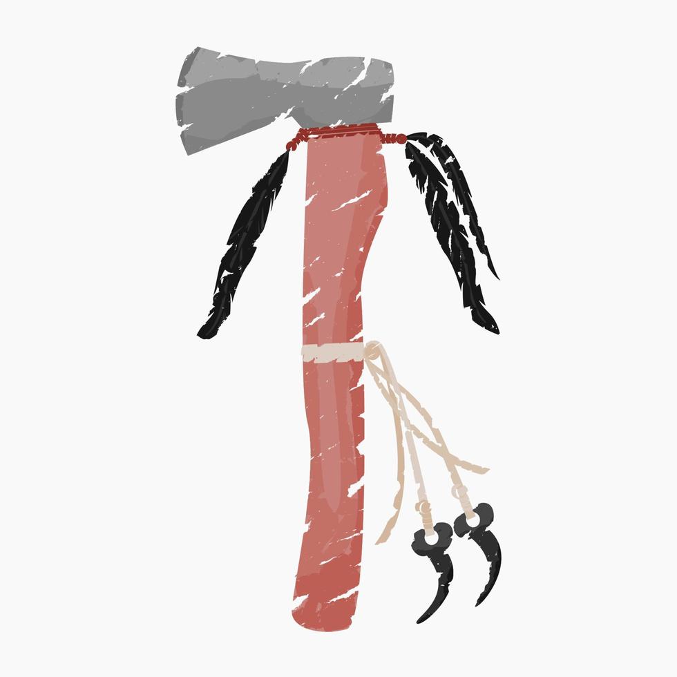 bewerkbare vector van geïsoleerde inheemse Amerikaanse tomahawk bijl illustratie in penseelstreken stijl voor traditionele cultuur en geschiedenis gerelateerd ontwerp