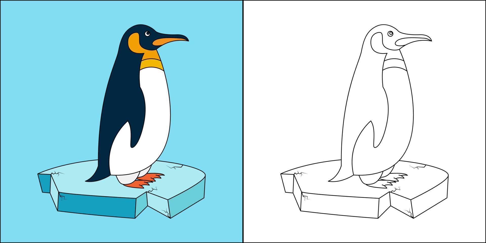 pinguïn op ijs geschikt voor kinder kleurplaten pagina vectorillustratie vector