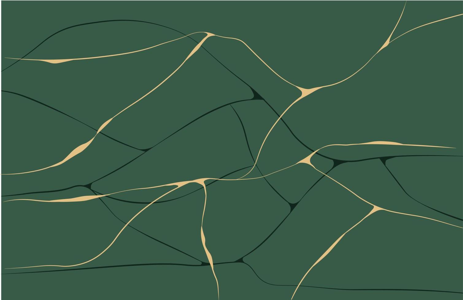 vector voorraad illustratie van Japanse kintsugi techniek. abstracte achtergrond van groen marmer Agaat graniet mozaïek met gouden aderen. nep geschilderde textuur van kunststeen.