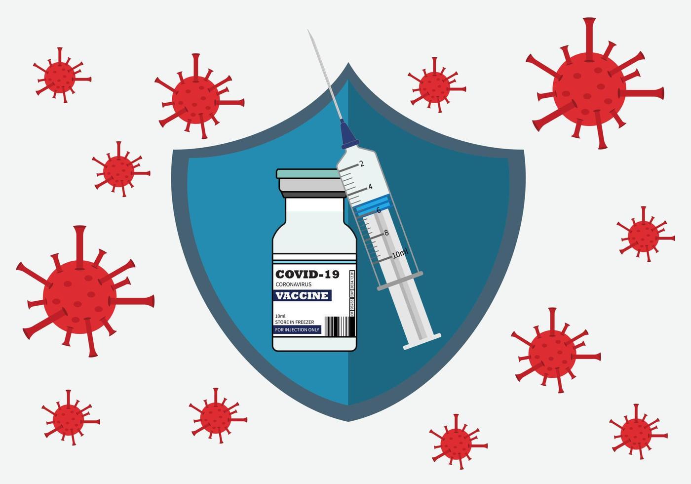 covid-19 vaccin doses vectorillustratie. bescherming tegen coronavirusvaccin. vector