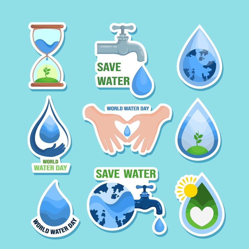 wereld water dag sticker ontwerp vector