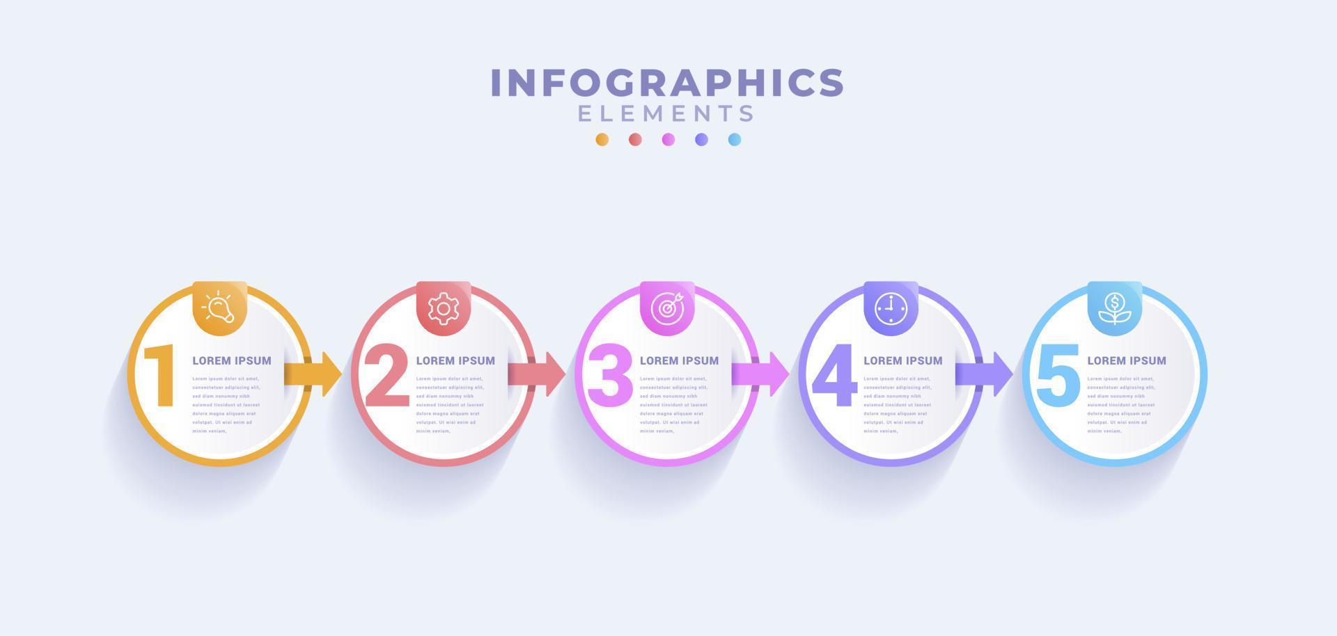 zakelijke infographic sjabloon met vijf opties of proces vector