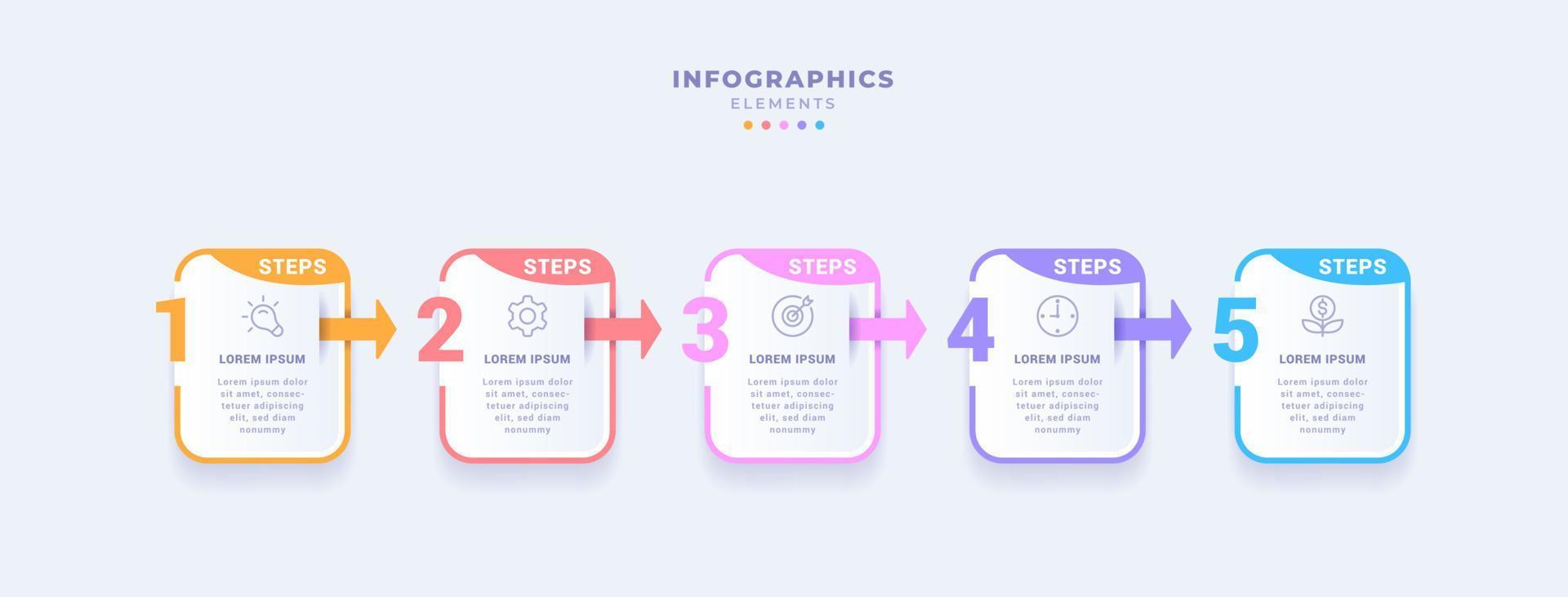 zakelijke infographic sjabloon met vijf stappen vector