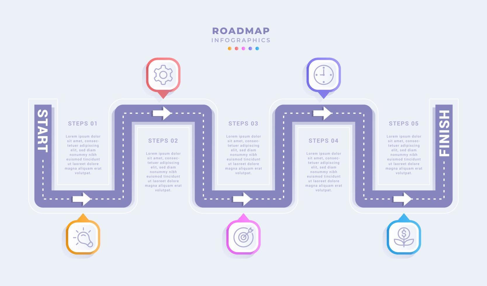 professionele roadmap zakelijke infographic sjabloon met vijf stappen vector