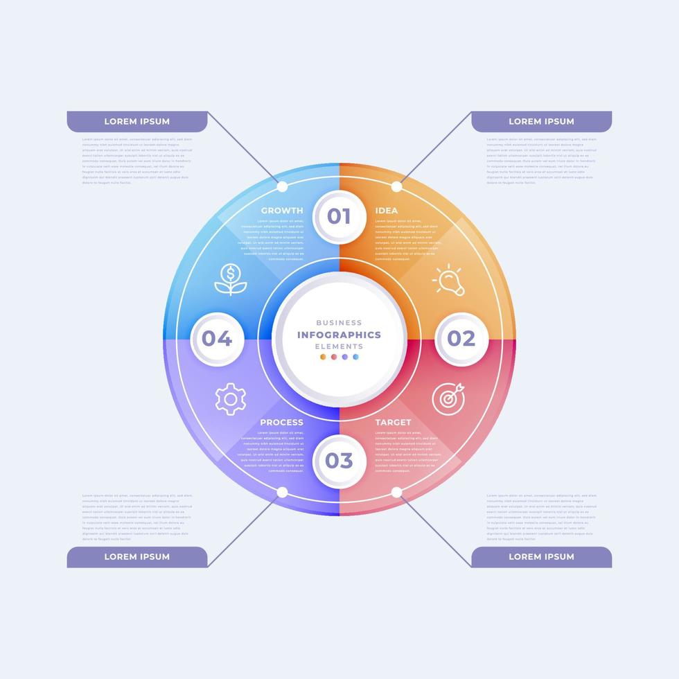 gradiënt circulaire diagram infographic sjabloon vector