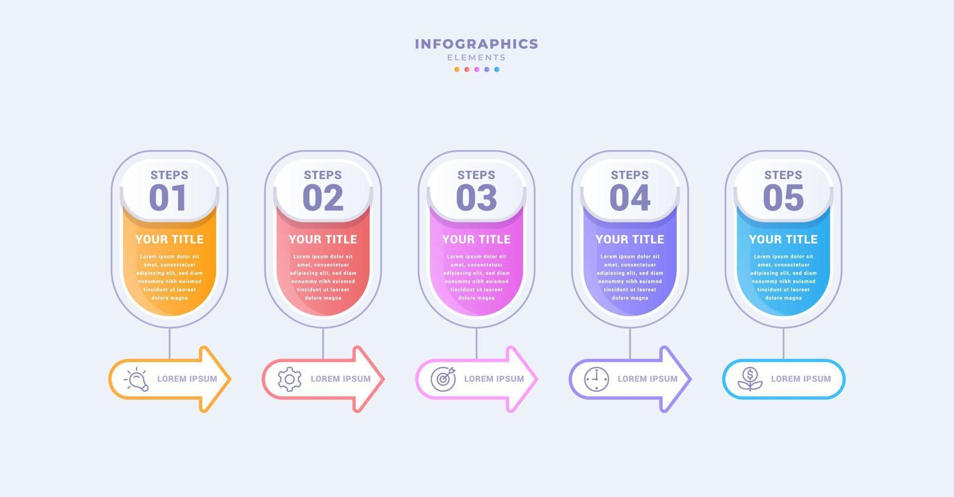 zakelijke infographic sjabloon met vijf stappen vector