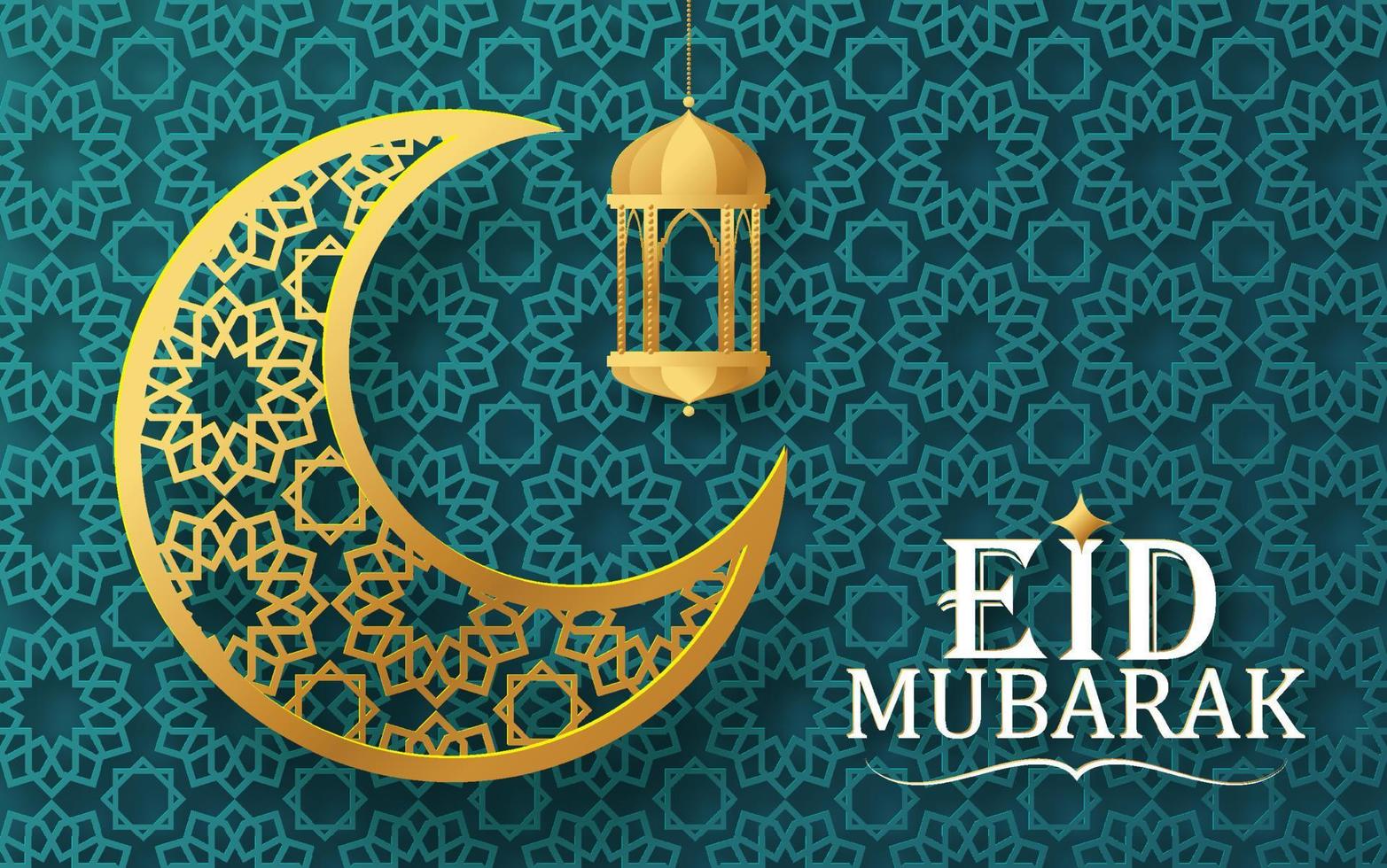 eid mubarak met halve maan en moskee. vector