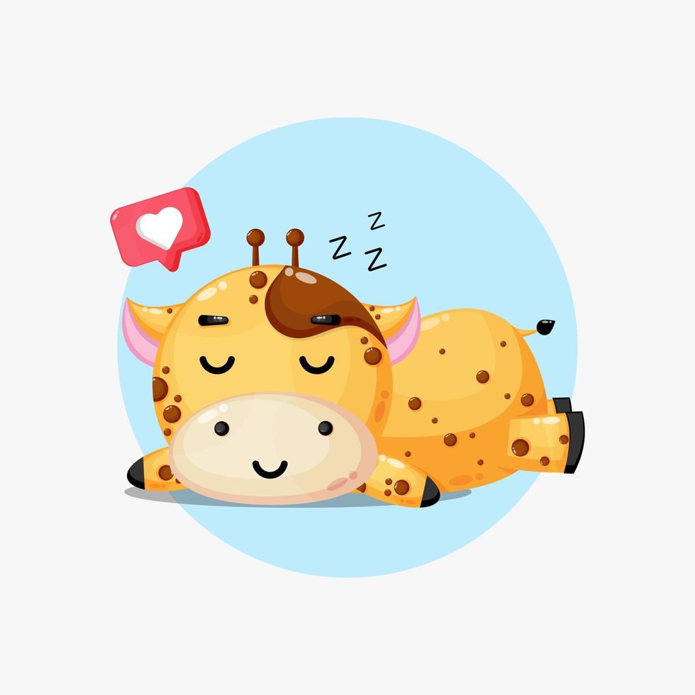 illustratie van schattige giraf die vredig slaapt vector