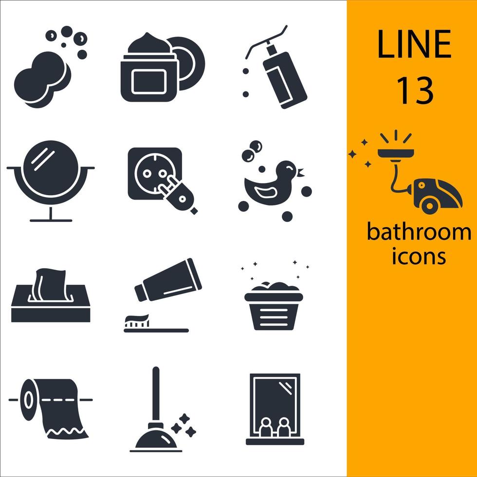 badkamer pictogrammen instellen. badkamer pack symbool vector-elementen voor infographic web vector