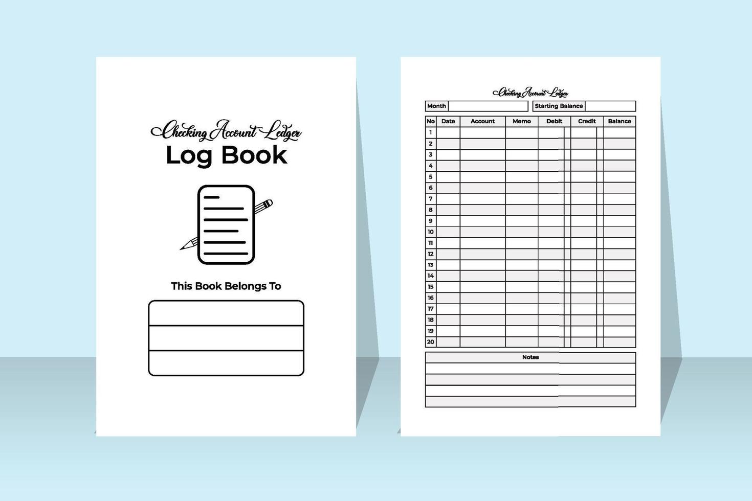 bankrekening grootboek logboek interieur. bankrekeninginformatie checker en saldo-trackersjabloon. interieur van een tijdschrift. rekening grootboek voor zakelijke en financiële werkzaamheden. vector