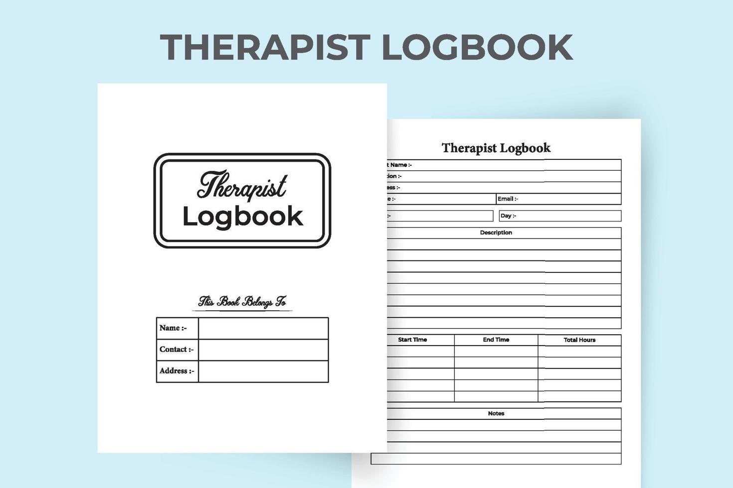 therapeut patiënt info dagboek interieur. dagelijkse therapeut-ontwikkelingsplanner en taaktracker-sjabloon. interieur van een logboek. therapeut client planner en dagelijkse actie tracker notebook interieur. vector