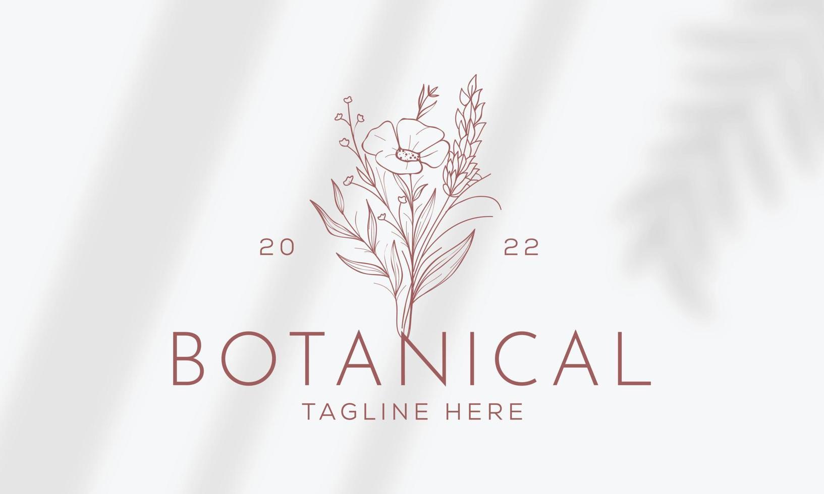 botanische bloemen element hand getekende logo met wilde bloemen en bladeren. logo voor spa en schoonheidssalon, boetiek, biologische winkel, bruiloft, floral designer, interieur, fotografie, cosmetica. vector