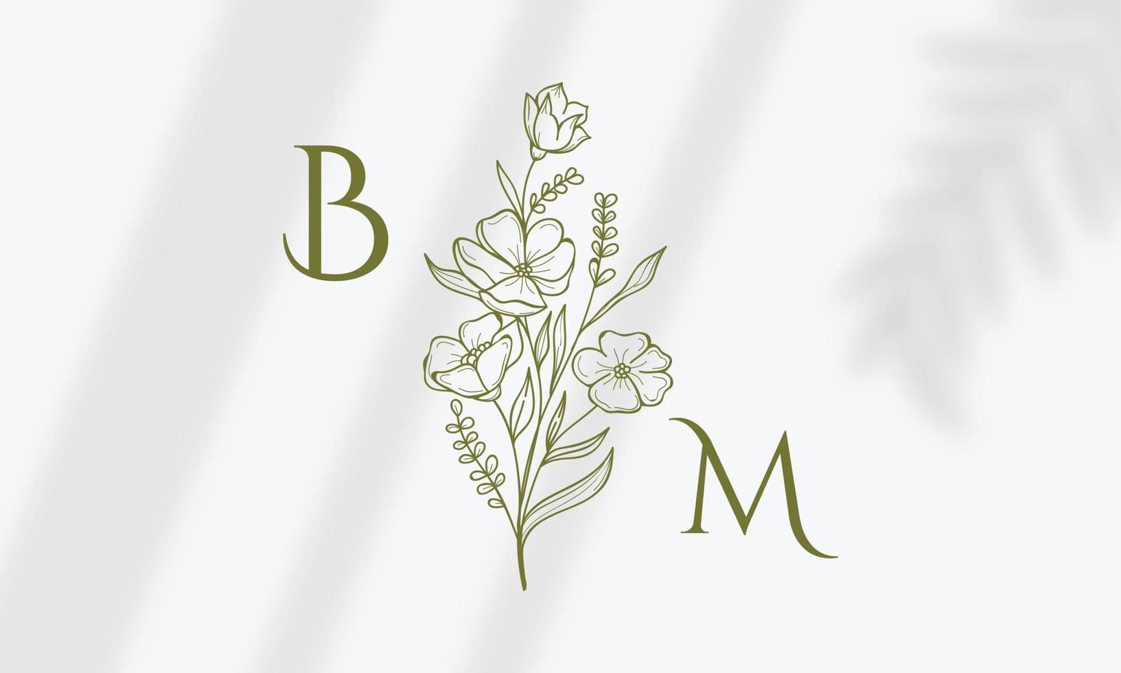 botanische bloemen element hand getekende logo met wilde bloemen en bladeren. logo voor spa en schoonheidssalon, boetiek, biologische winkel, bruiloft, floral designer, interieur, fotografie, cosmetica. vector