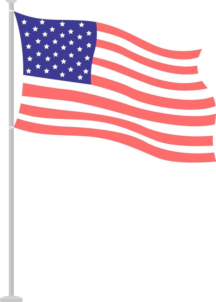 nationale vlag van amerika op pole semi-egale kleur vectorobject vector