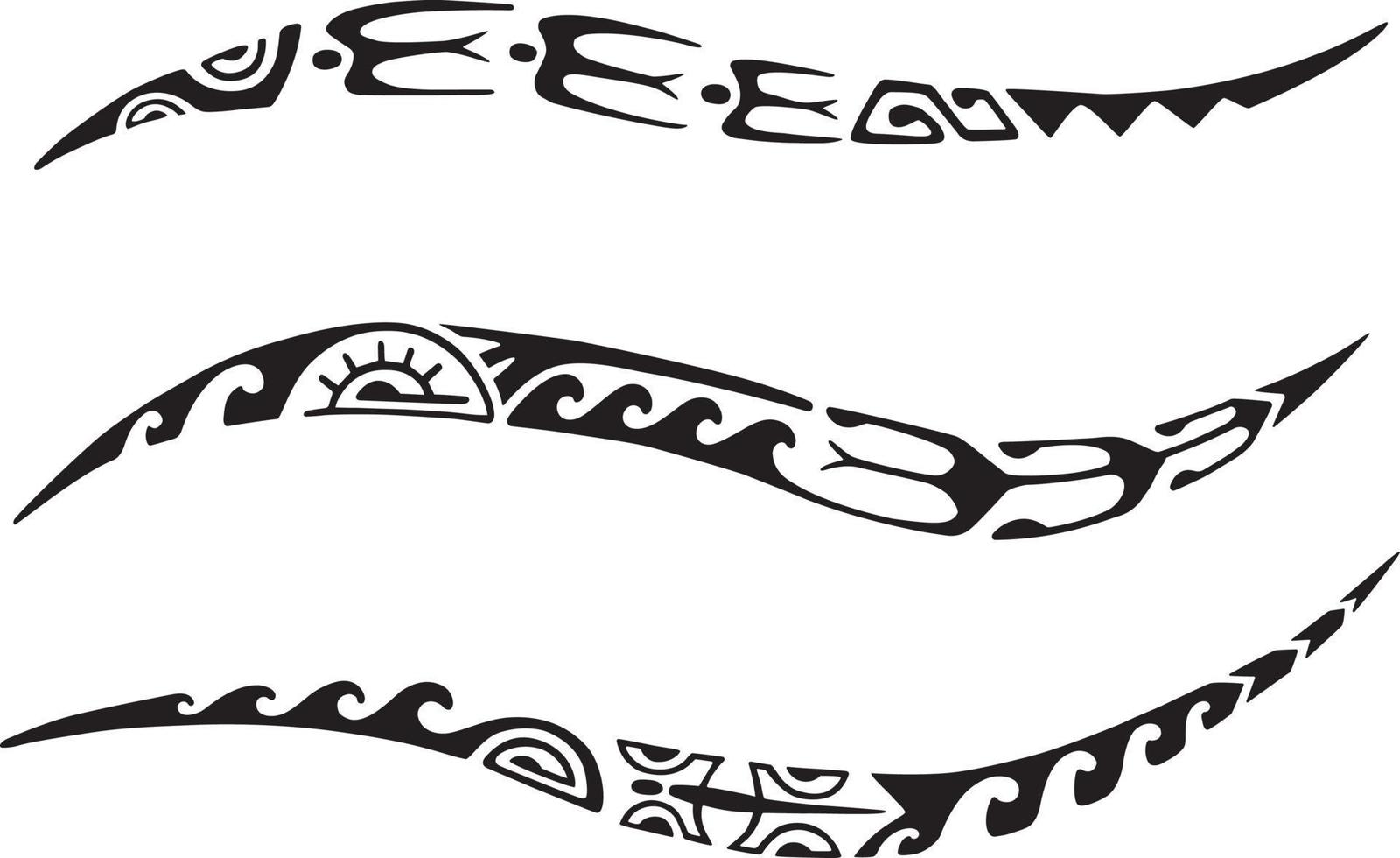 set tattoo maori ontwerp. etnische decoratieve oosterse sieraad. kunst tribale tatoeage. vector schets van een tattoo maori.