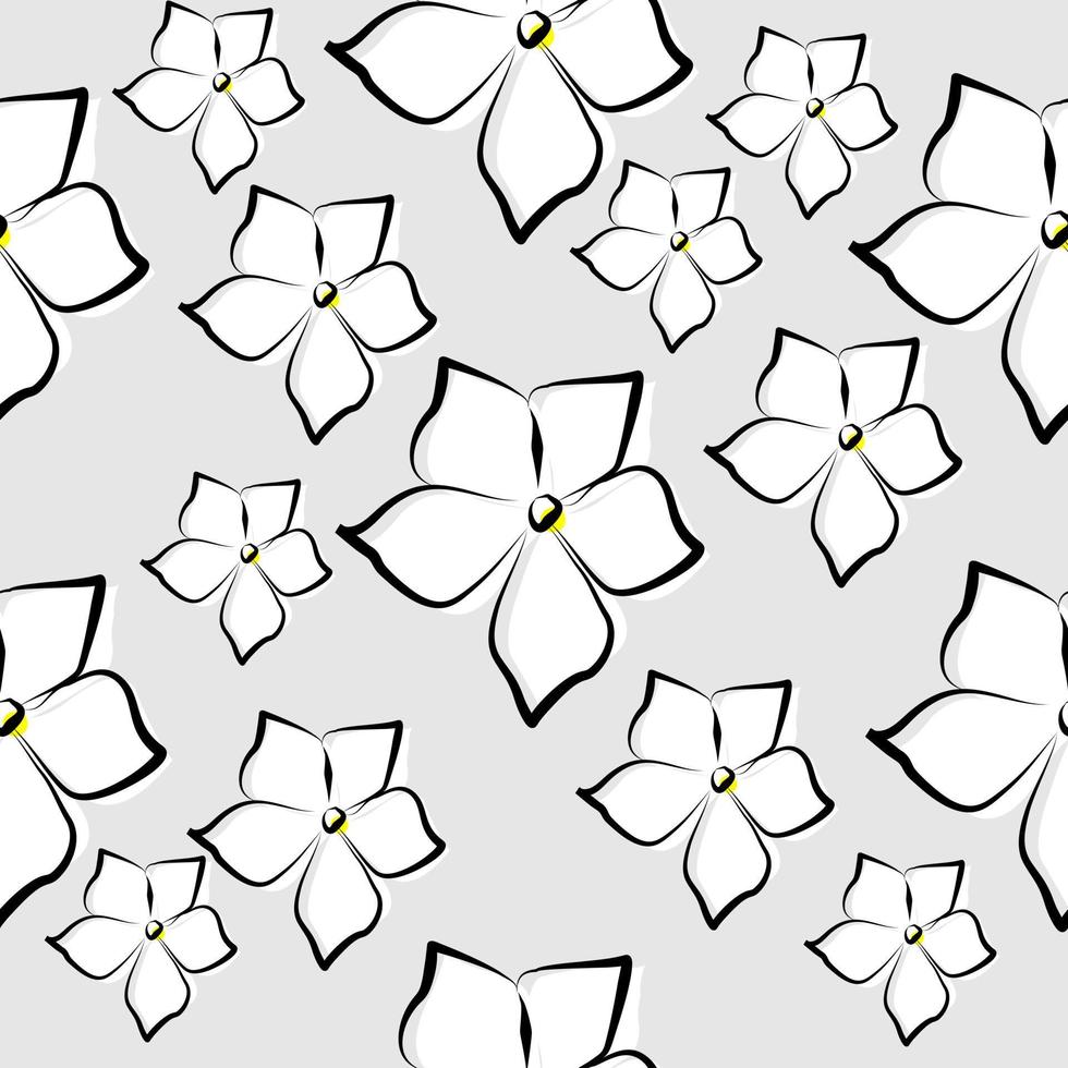 naadloze patroon met 5 bloemblaadje witte bloem achtergrond. geschikt voor kledingontwerp, behang; vector