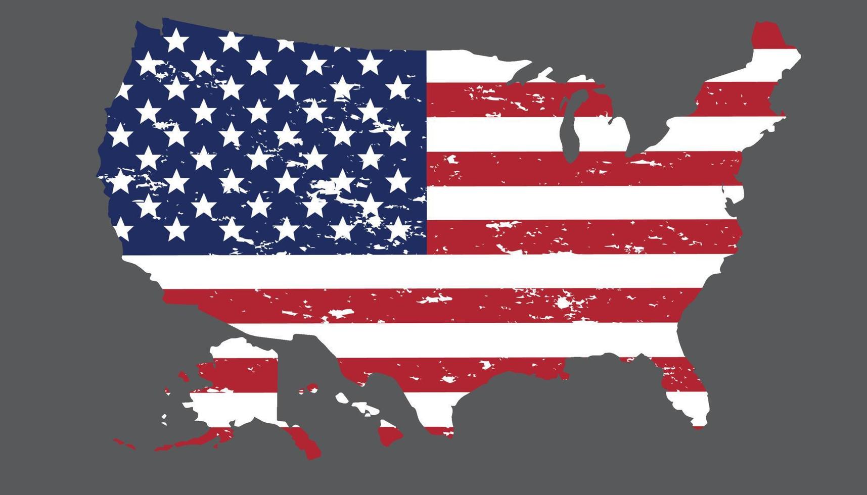 vlag van de vs in grunge-stijl. penseelstreek usa flag.old vuile Amerikaanse vlag. Amerikaans symbool. raster illustratie vector