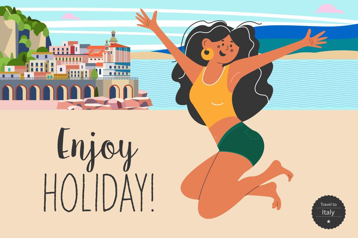 vakantie genieten. op vakantie reizen. zomer heldere vectorillustratie, poster. vector