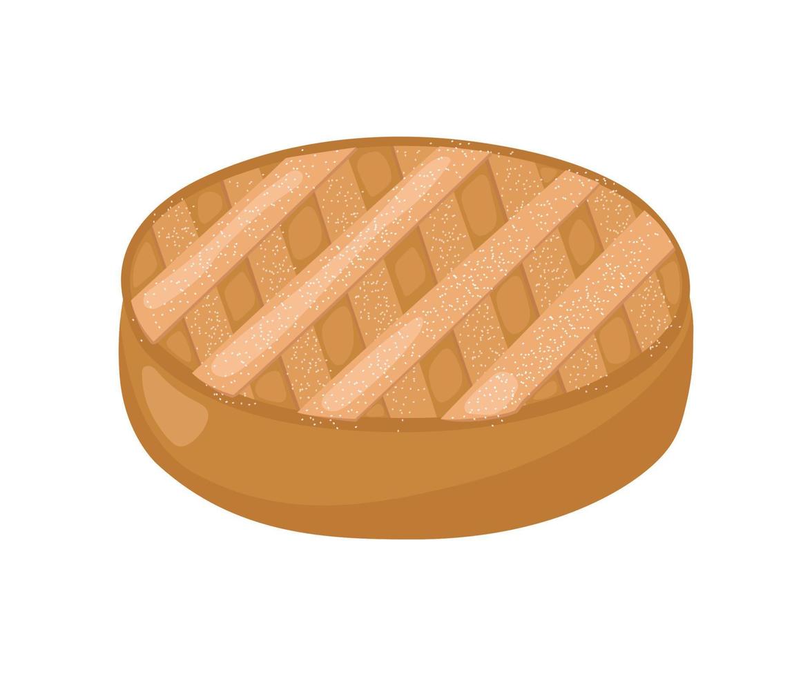 Napolitaanse pastiera traditioneel. paaskoekjestaart met tarwekorrels, zachte kwark, gekonfijt fruit. vectorillustratie van feestelijk bakken. vector