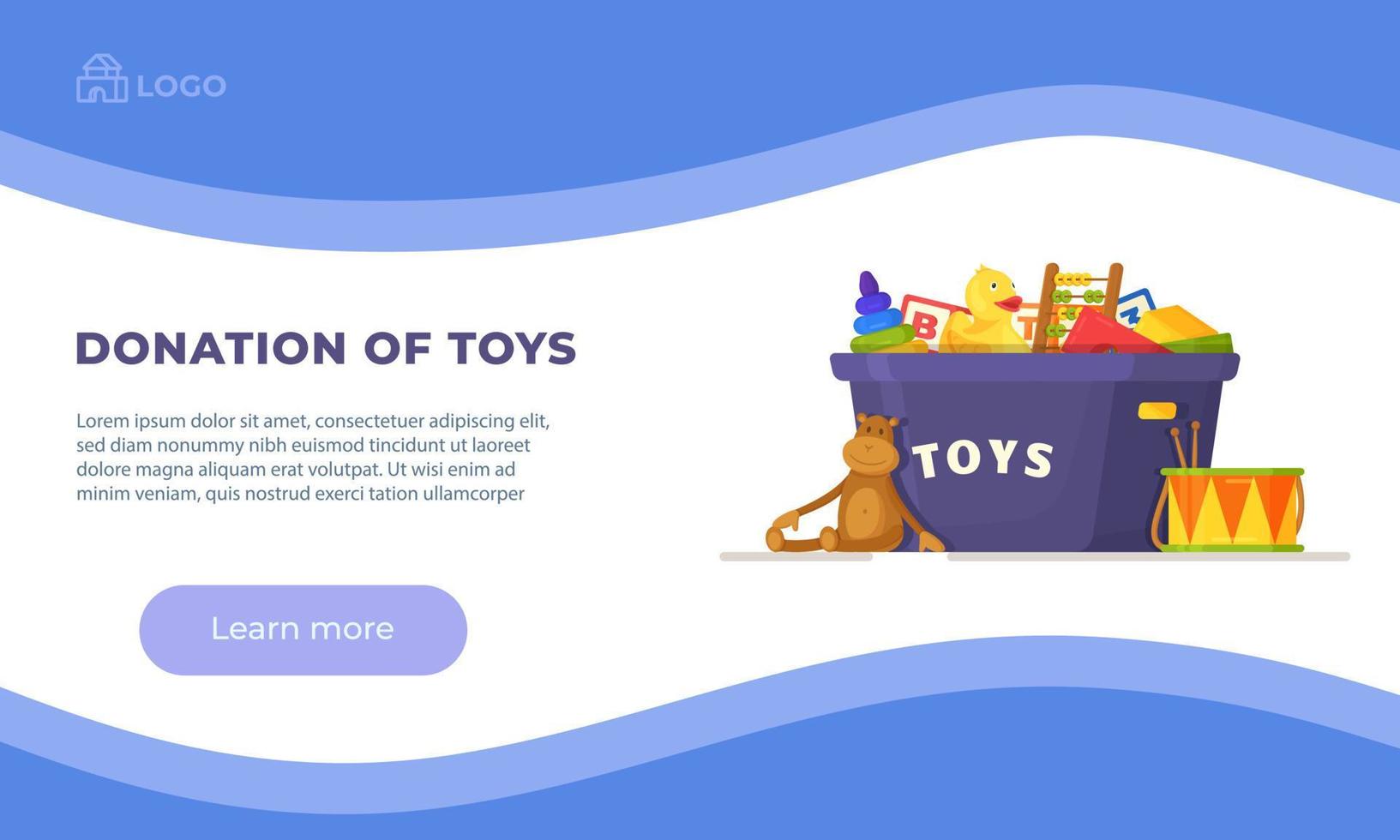 vectorillustratie van donatie speelgoed. kinderen helpen, een arm kind ondersteunen. vector