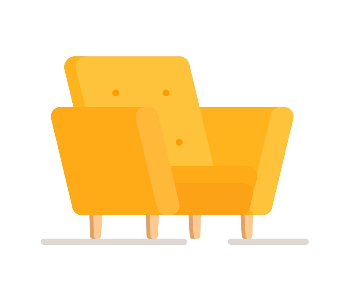 vectorillustratie van een geïsoleerde gele stoel op een witte achtergrond. vector