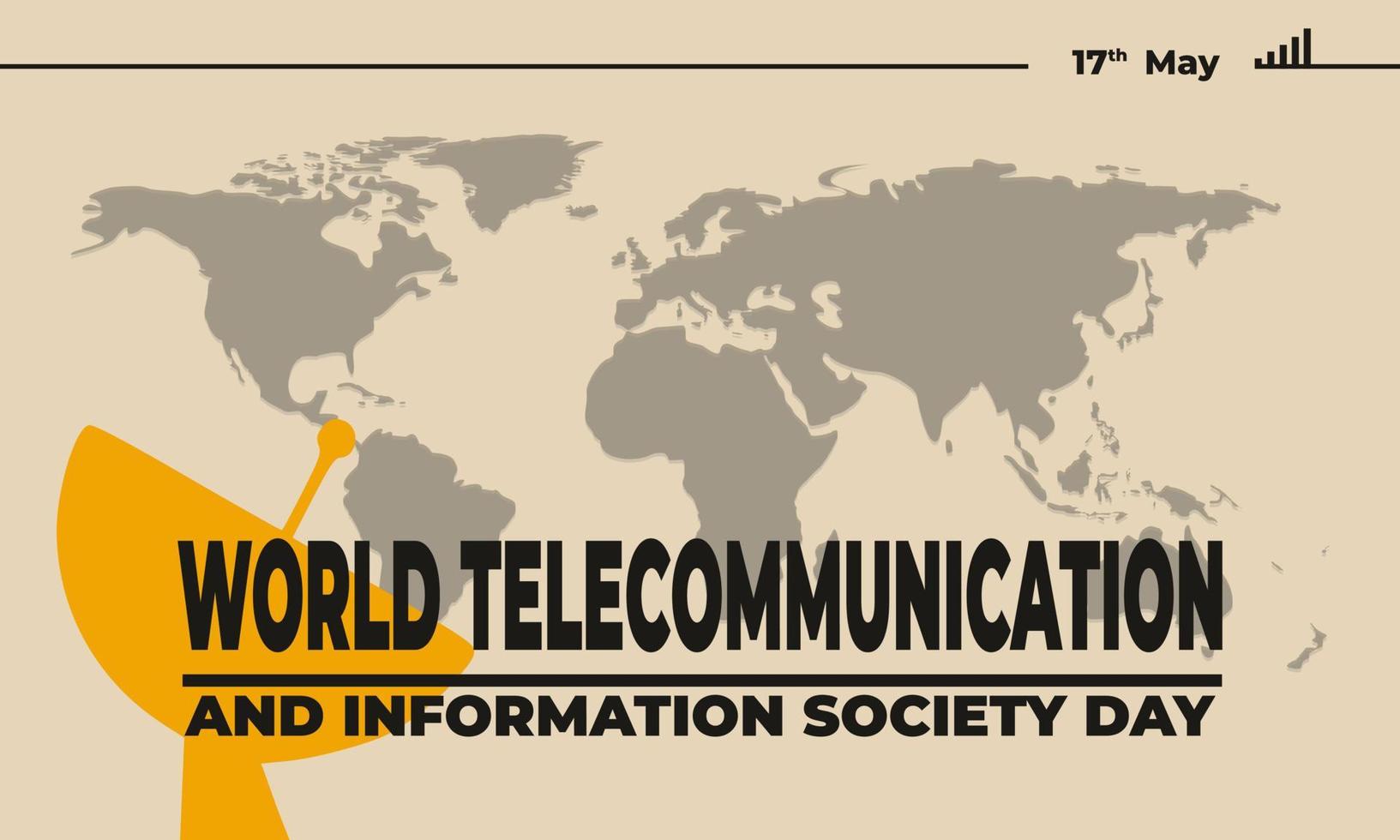 wereld telecommunicatie en informatiemaatschappij dag, vector achtergrond afbeelding en tekst.