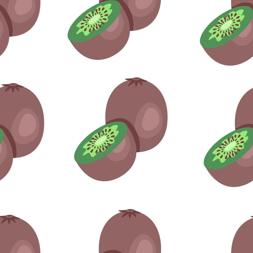 hele en halve kiwi naadloos patroon. fruit print, vectorillustratie in vlakke stijl. vector