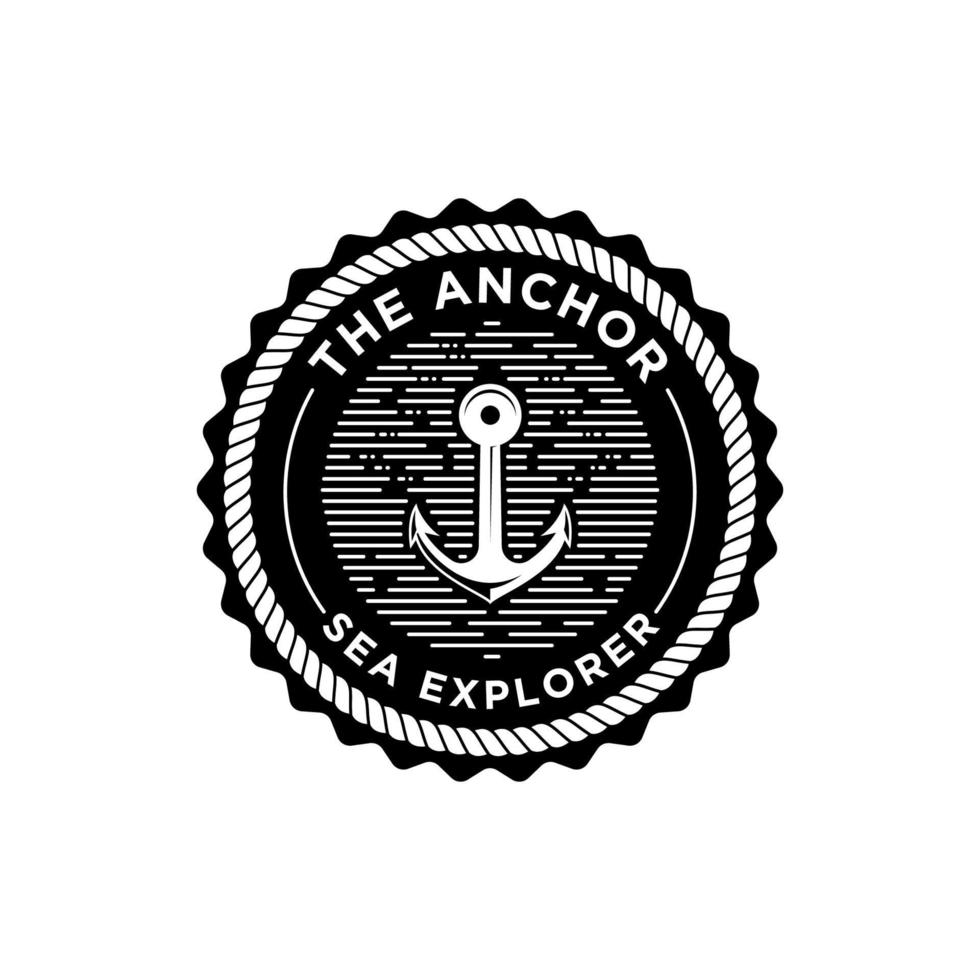 marine retro emblemen logo met anker en touw vector
