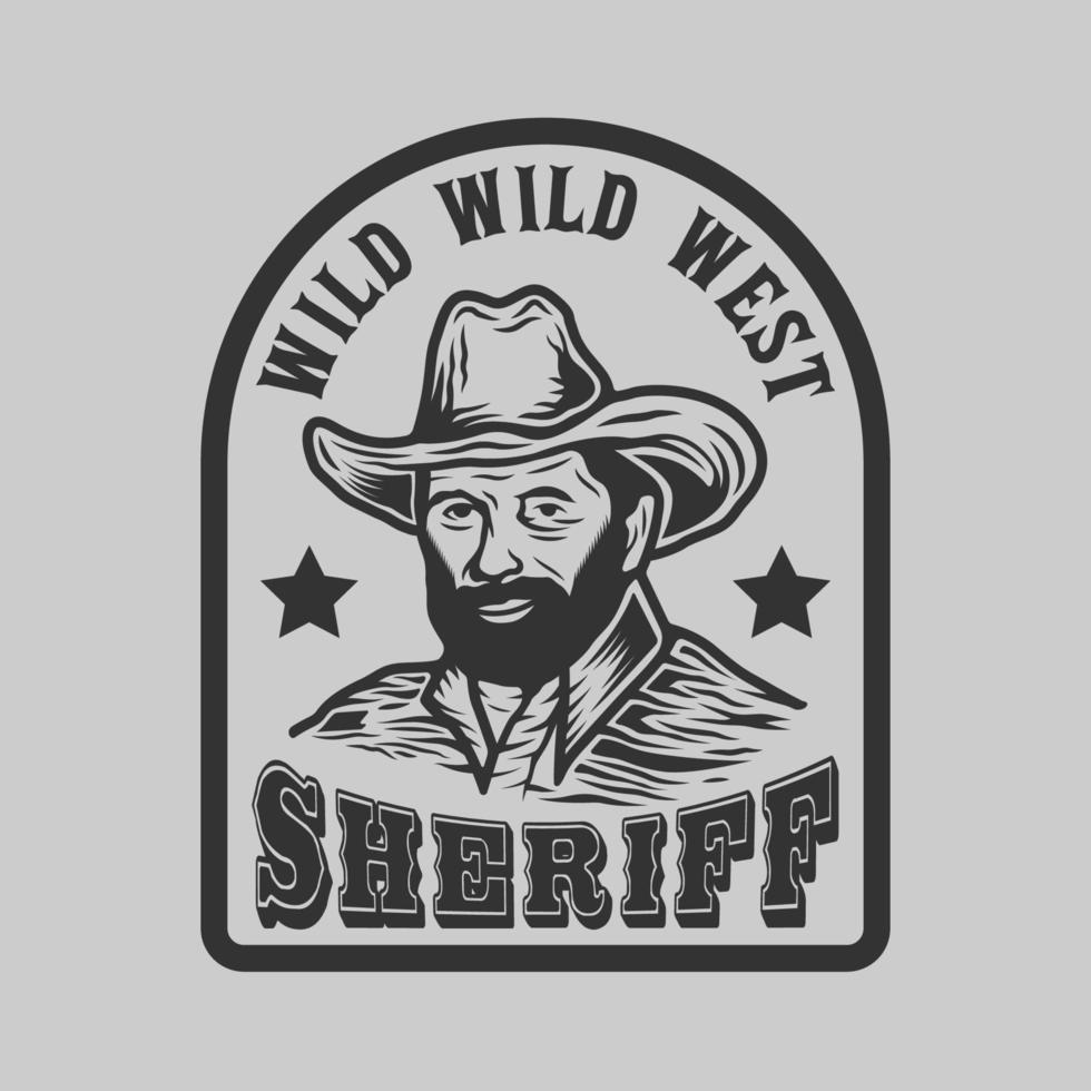 wilde westen sheriff cowboys badge vector