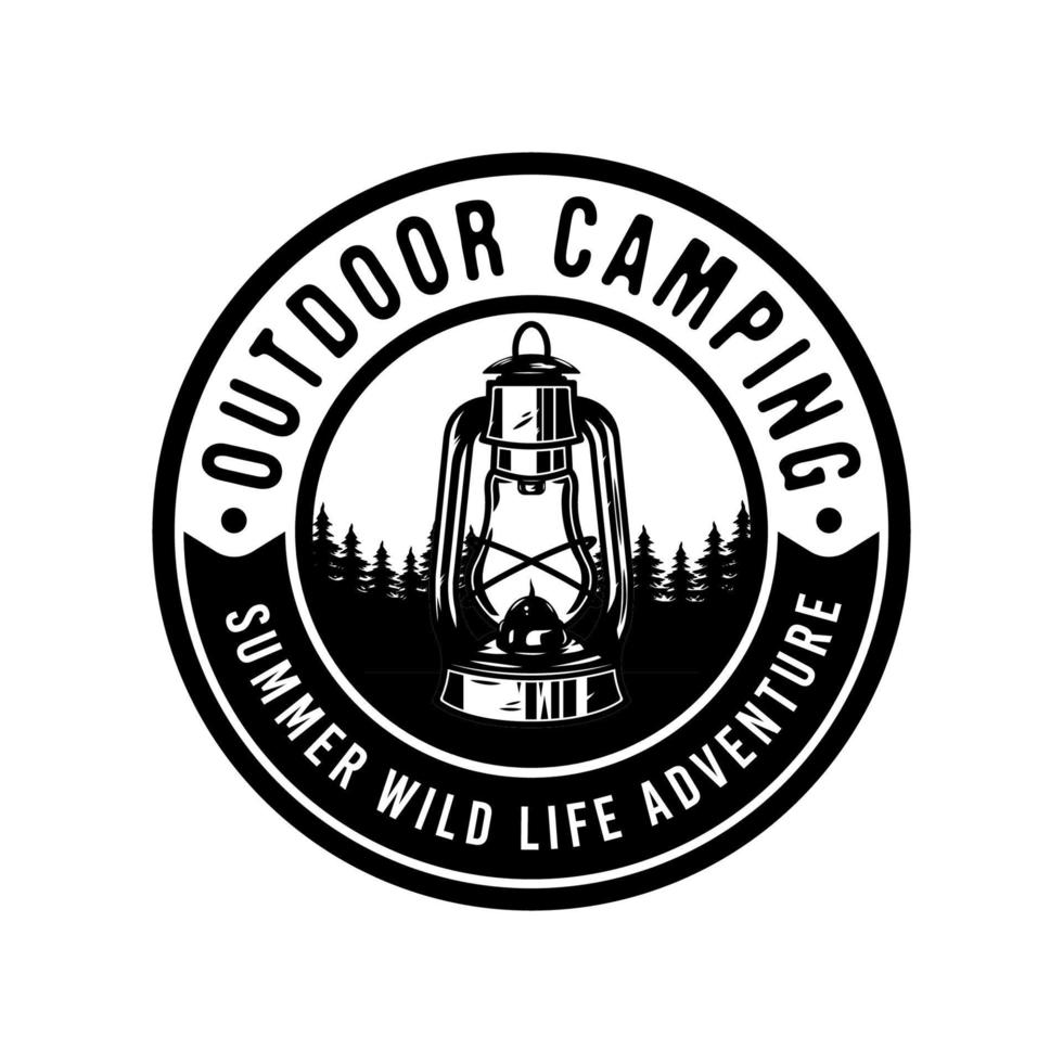vintage lantaarn outdoor avontuur badge ontwerp met campinglamp vector