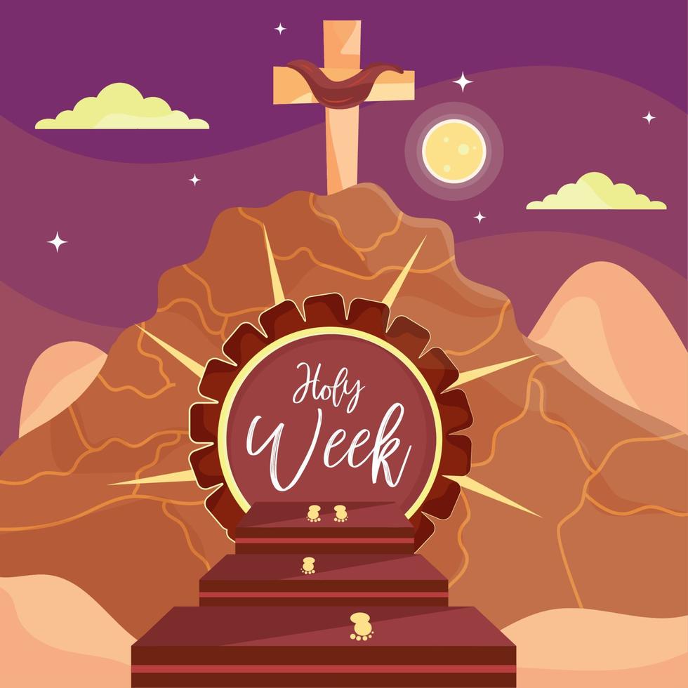 berg van Golgotha kruis heilige week vector