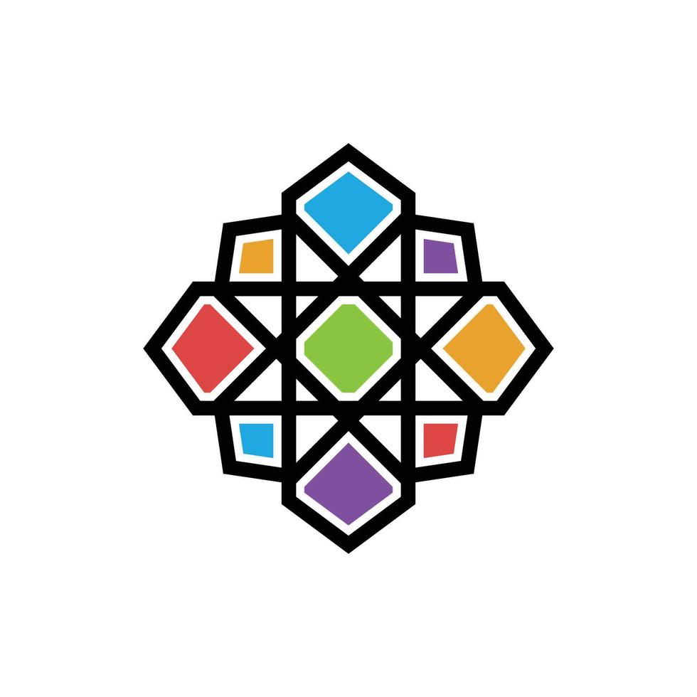mozaïek logo ontwerpsjabloon. vector kleurrijke geometrische logo illustratie in puzzel stijl. grafisch ruitpictogram label. moderne abstracte vierkante symbool badge geïsoleerd op background