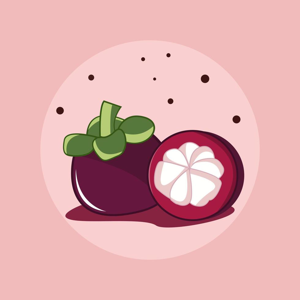 basis rgb mangosteen fruit vector pictogram illustratie