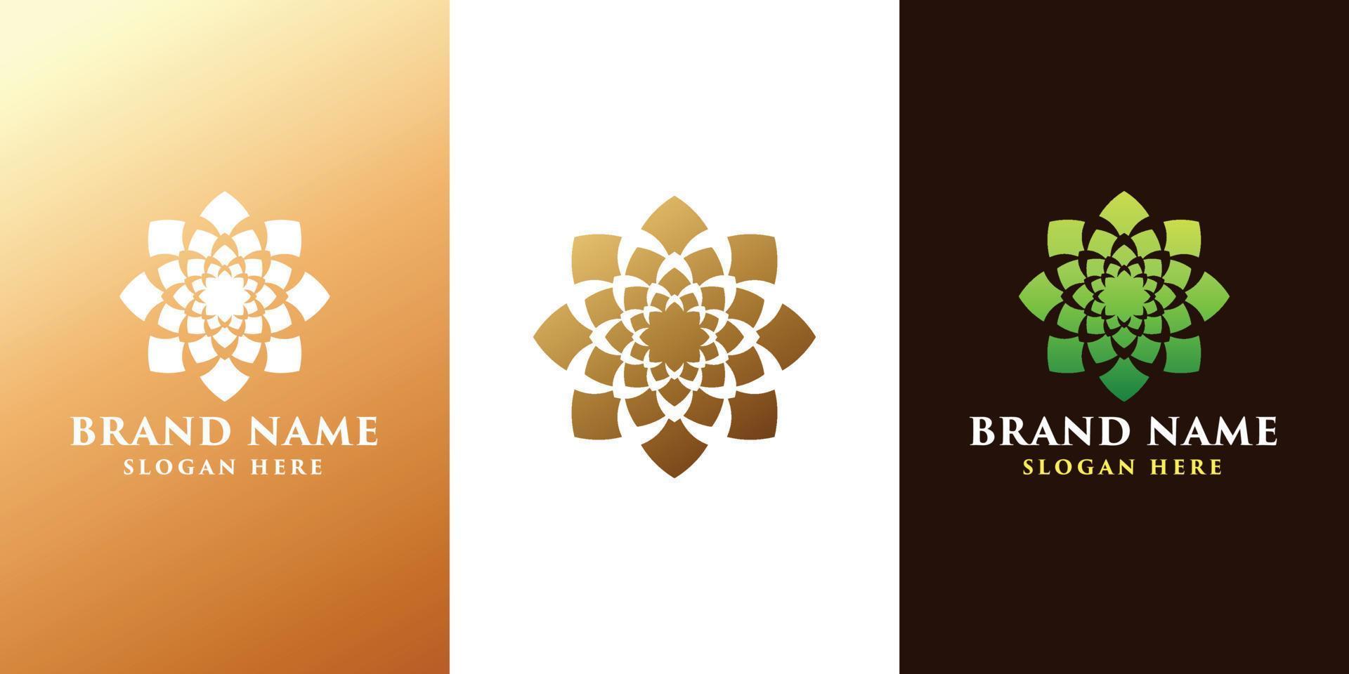 unieke circulaire logo illustratie. mandala plat pictogram voor uw bedrijf. ayurveda, spa, yoga bedrijfsidentiteit. reclame of web startup zen symbool ontwerp. Marokkaanse tegelstijl. vector geïsoleerd teken.