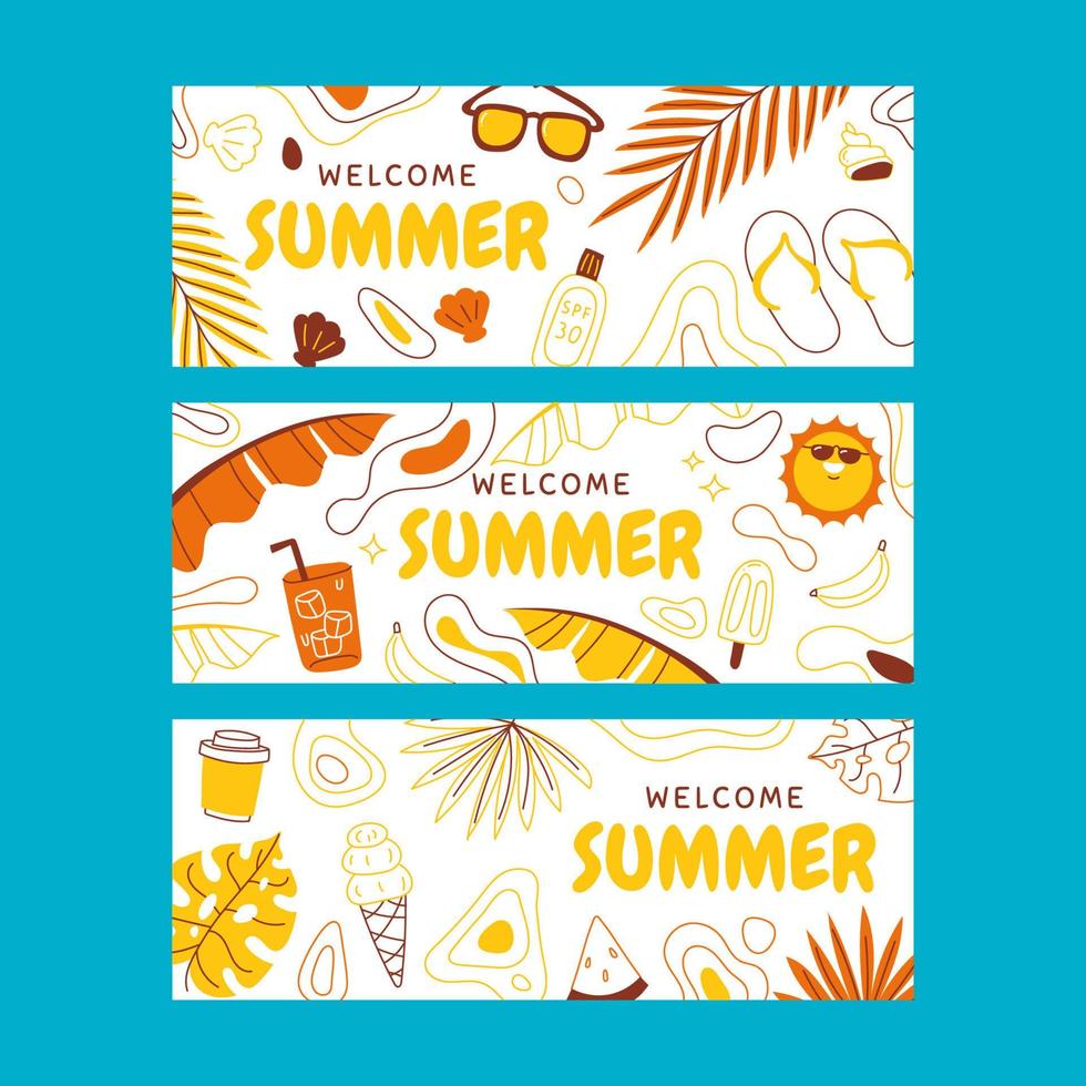 welkom bij zomerbannerset vector