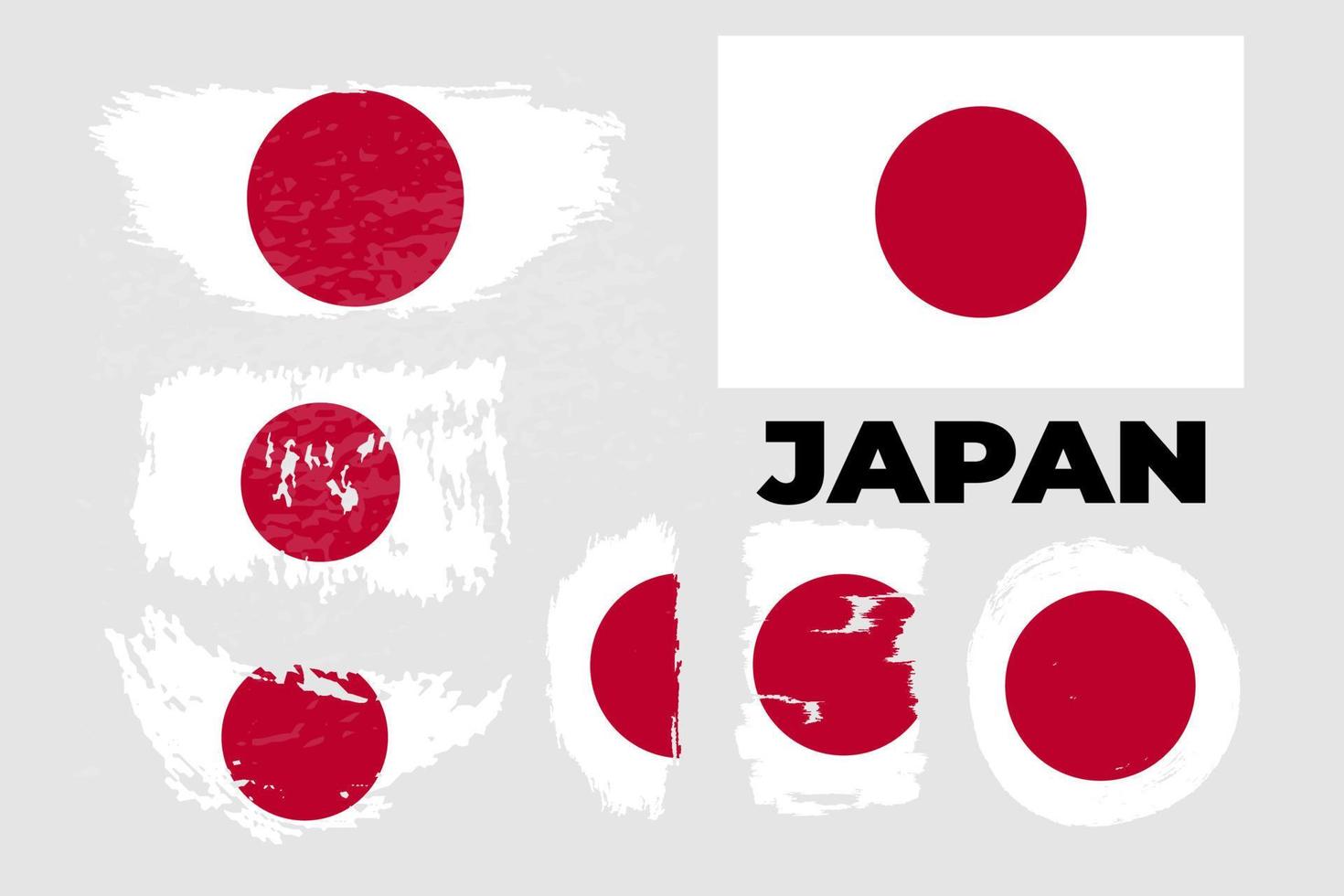 vlag van japan. vector voorraad grunge illustratie ingesteld op een grijze achtergrond. penseelstreken met de hand getekend. Onafhankelijkheidsdag.