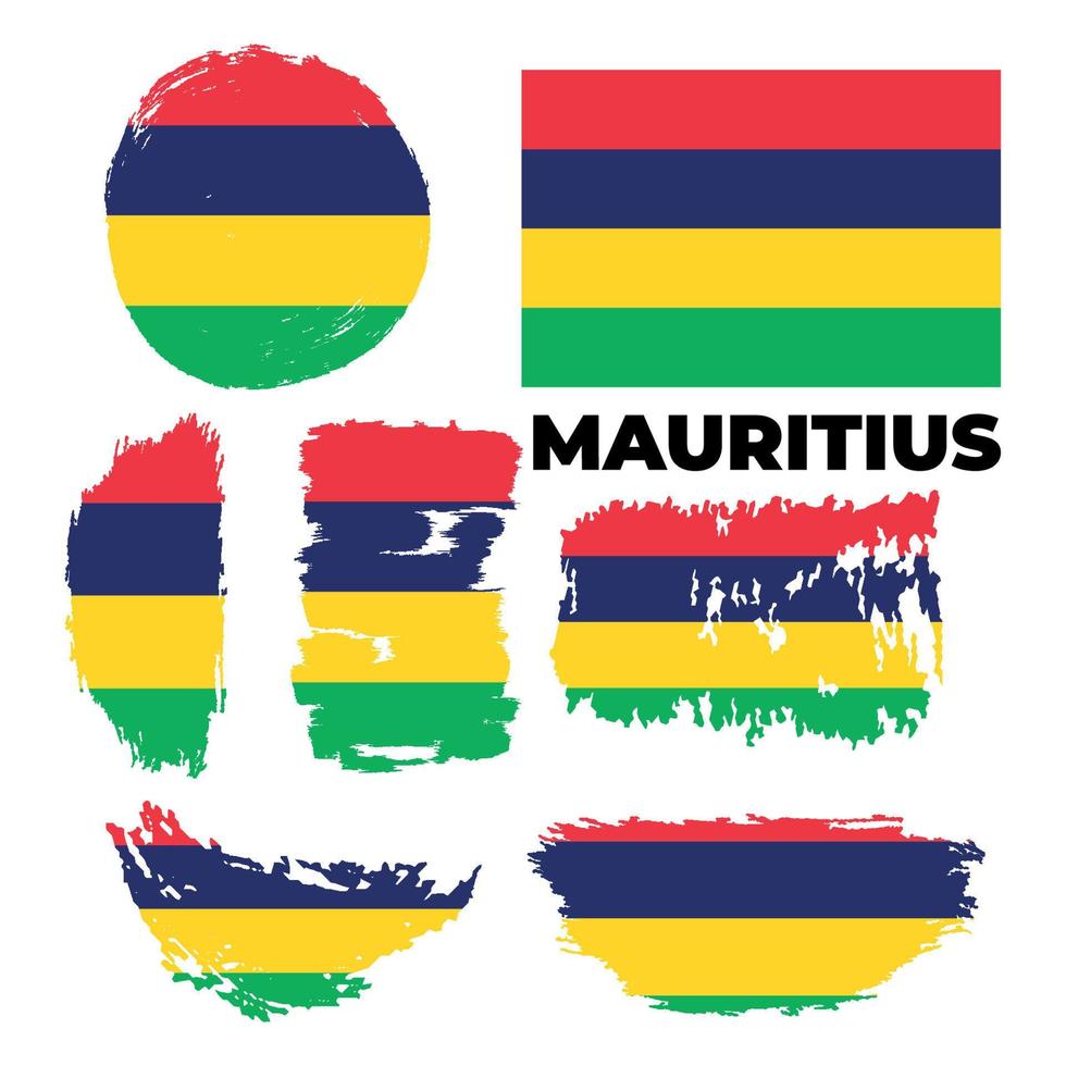 gelukkige onafhankelijkheidsdag van mauritius met creatieve borstelvlagachtergrond. vector illustratie