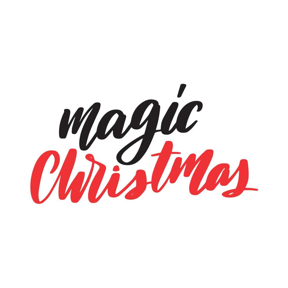 magische kerst kalligrafie hand belettering met woord geïsoleerd op wit. vectorsjabloon voor typografieposter, sticker, spandoek, sticker, enz. vector