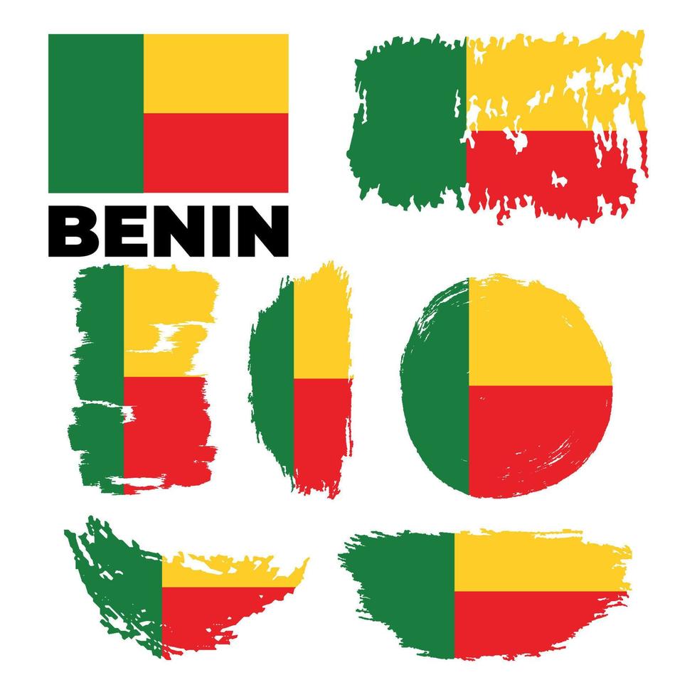 Benin vlag, vectorillustratie op een witte achtergrond. vector illustratie