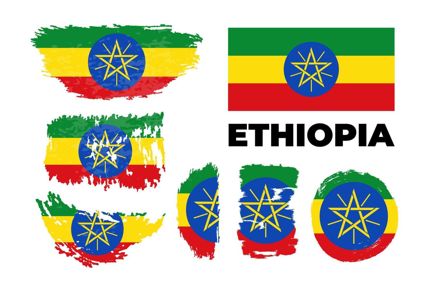 Ethiopië. nationale vlag. icoon. symbool. vectorillustratie op witte achtergrond. vector