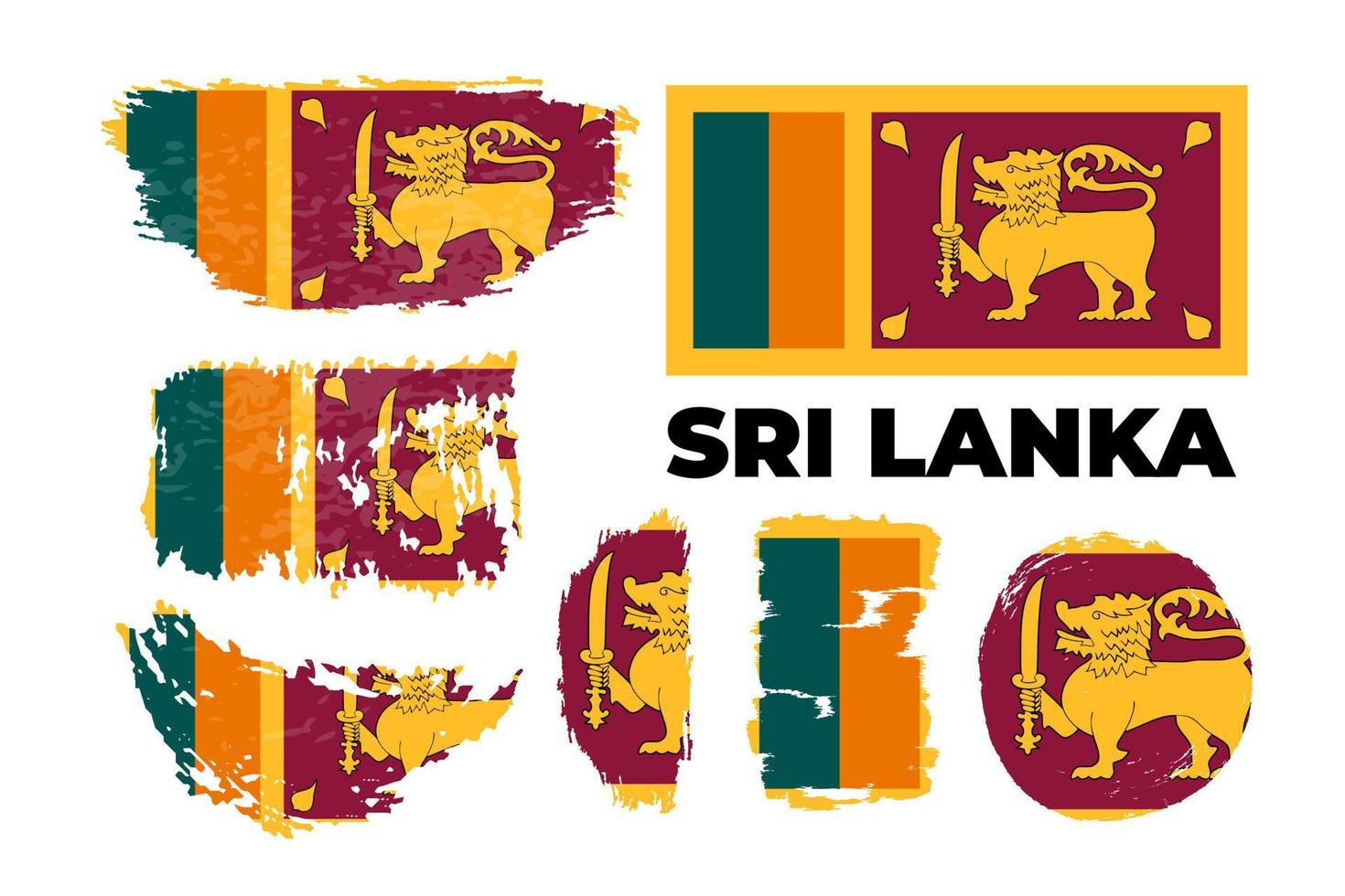 nationale vlag van sri lanka, officiële kleuren en juiste verhoudingen. vectorvoorraadillustratie die in de penseelstreek van de grungestijl wordt geplaatst. eps10. pictogram, eenvoudig, plat ontwerp voor web of mobiele app. vector