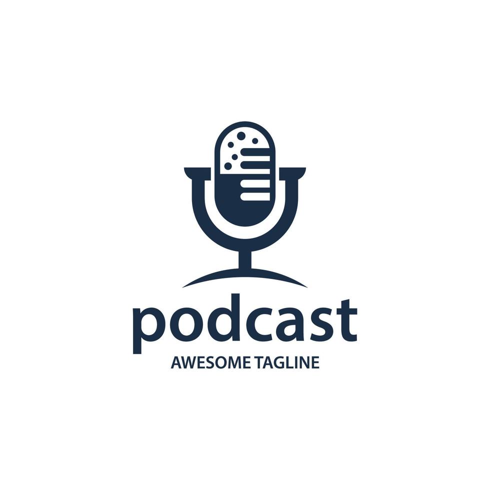 podcast-logo. microfoon illustratie. het symbool voor influencer of broadcast sign vector