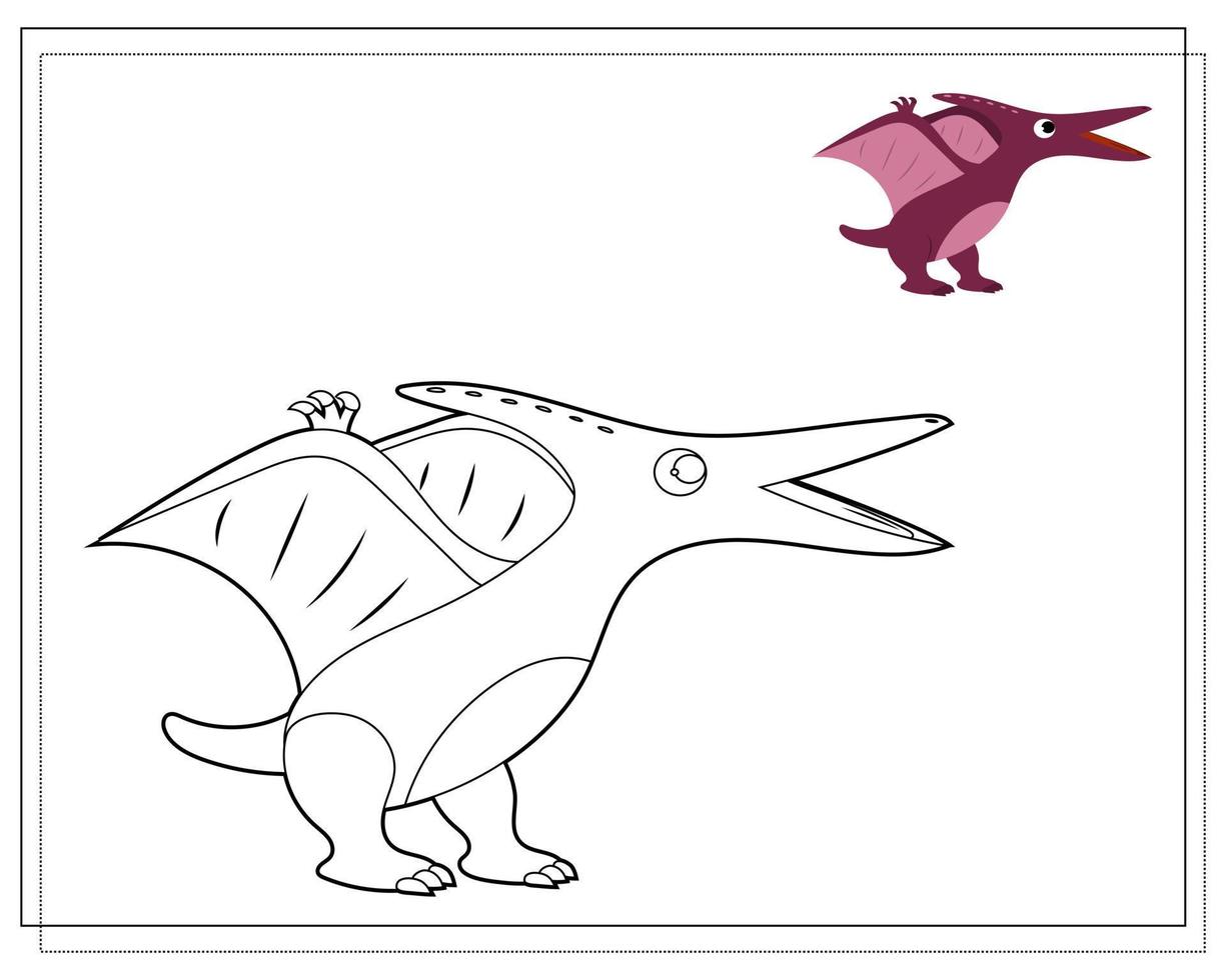 kleurboek voor kinderen, leuke cartoondinosaurus vector