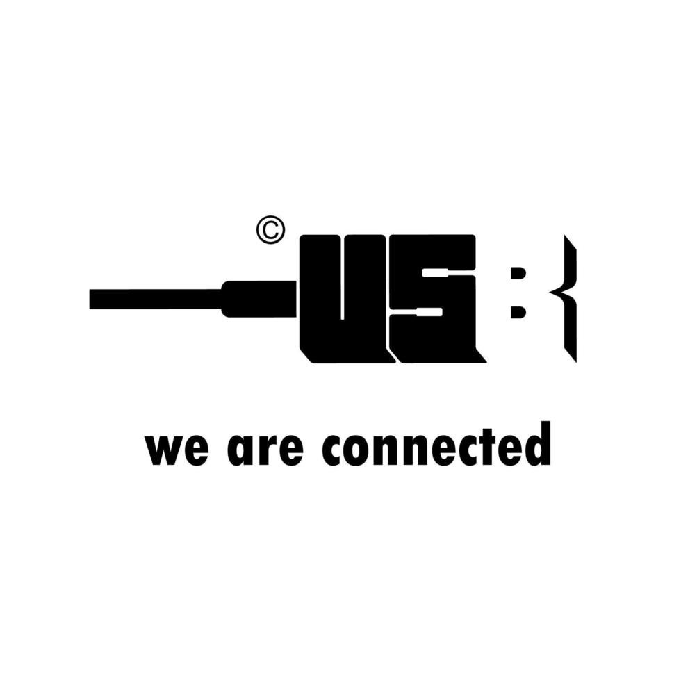 usb typografie logo ontwerpconcept in zwart-wit vector