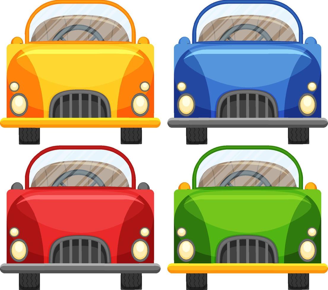 verschillende klassieke auto speelgoed in cartoon design vector