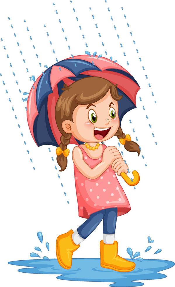 schattig meisje met een paraplu vector
