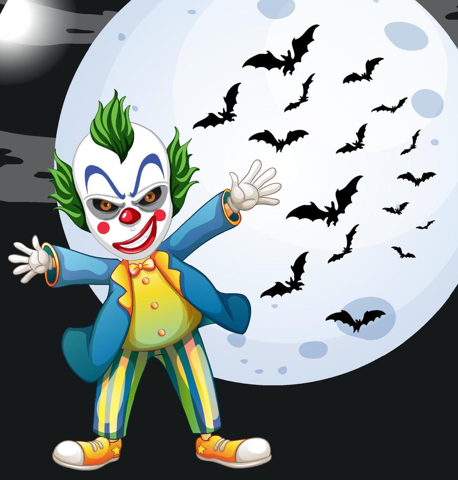 een griezelige clown op Halloween-dag vector